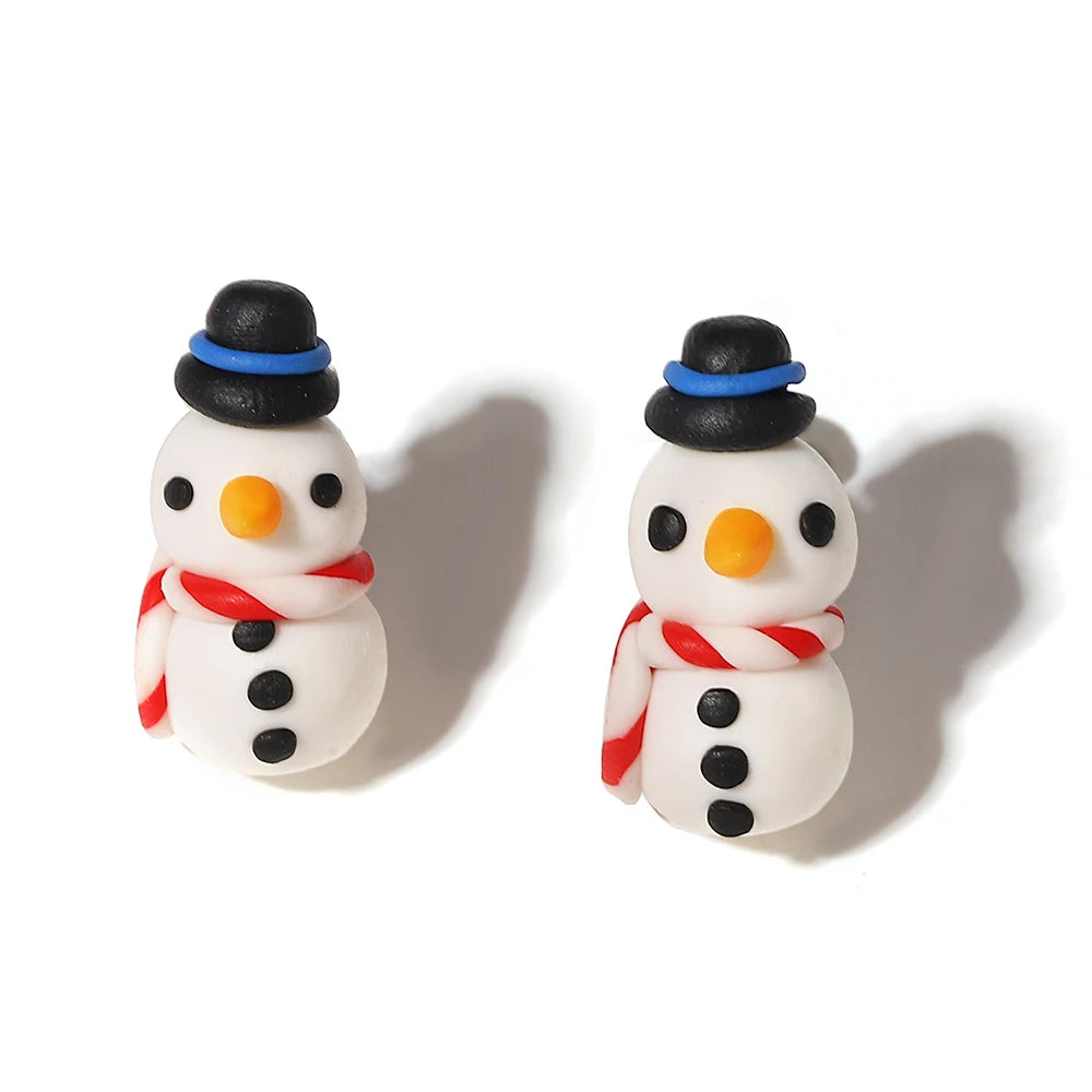 Lifefontier Christmas Festival Gifts Polymer Clay Drop Earrings 3D Handmade Xmas Snowman Tree Charms Earring Party Jewelry