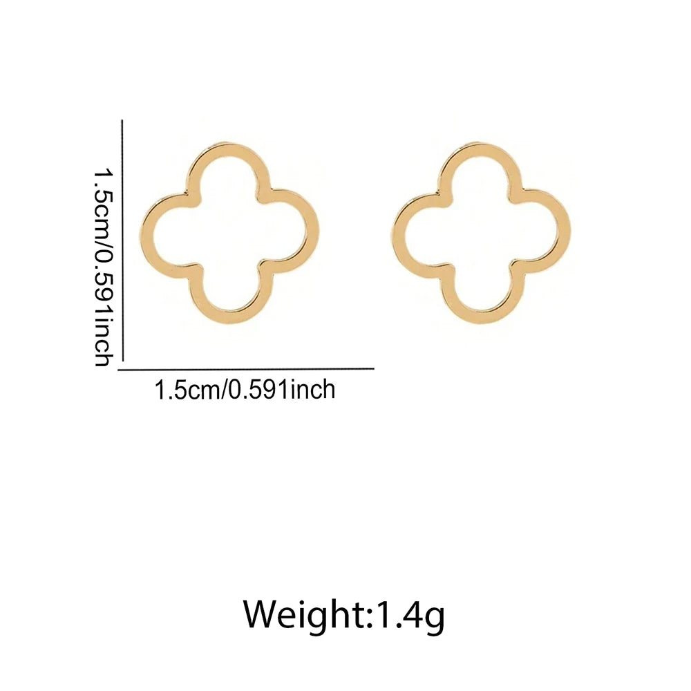 Stainless Steel Creative Hollow Four Plum Blossom Simple Style Four-Leaf Clover Handmade DIY Earrings Jewelry Accessories