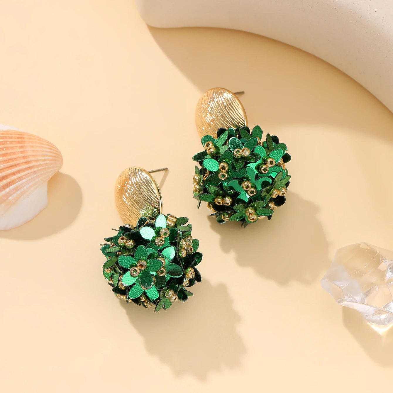 INKDEW Flower Petal Beads Big Round Drop Earrings For Women Long Earrings Handmade Fashion Jewelry Gift boho EA153