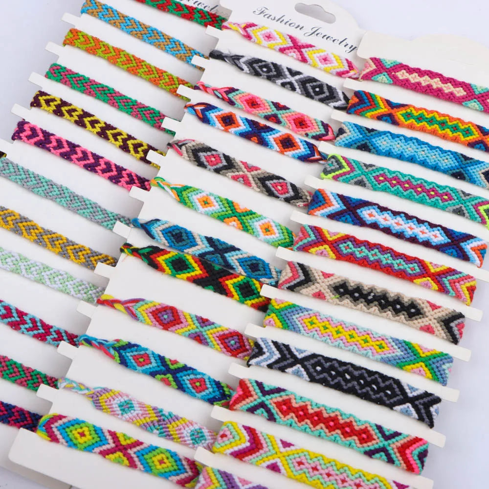 6Pcs/Lot Colorful Bohemian Handmade Woven Bracelets With Adjustable Daily Wear Birthday Party Gifts For Men  Women