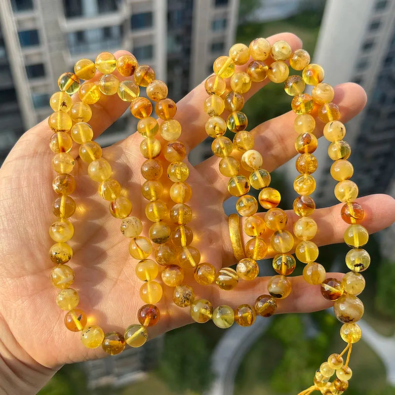 Floral Amber Necklace for Gift 2026 New Real Original Handmade Natural Baltic Plant Amber Jewelry Women Necklaces Wholesale