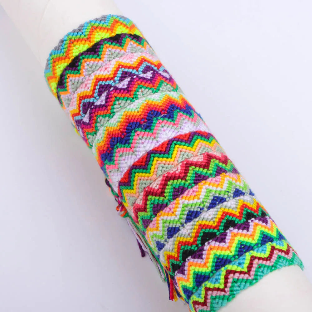 6Pcs/Lot Colorful Bohemian Handmade Woven Bracelets With Adjustable Daily Wear Birthday Party Gifts For Men  Women