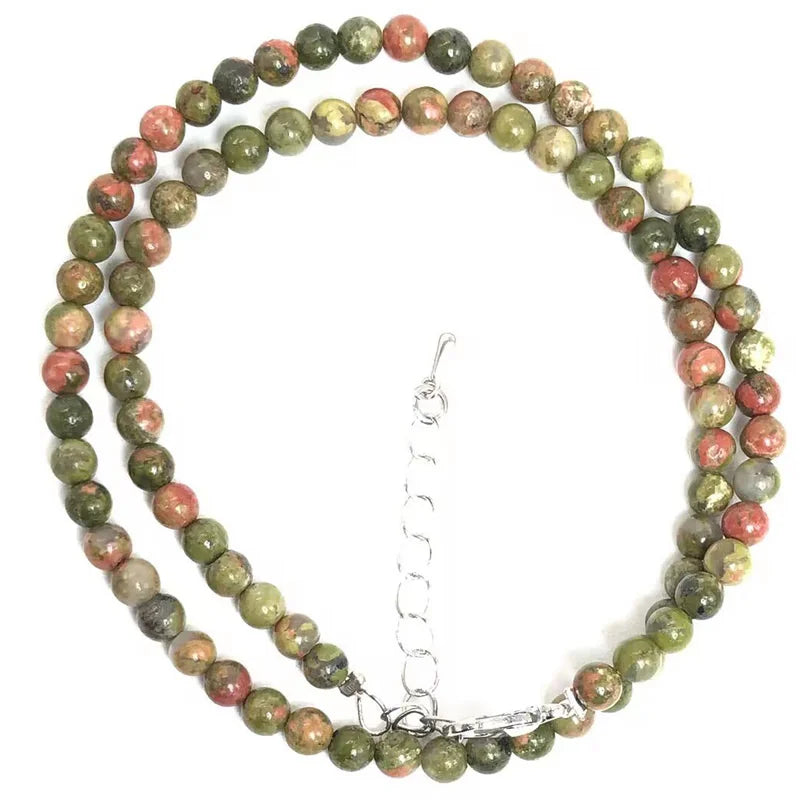 Natural Rose Quartz Agate turquoise Necklaces Women Romantic Elegant Valentine's Day Gift 4mm Round Beads Handmade Choker