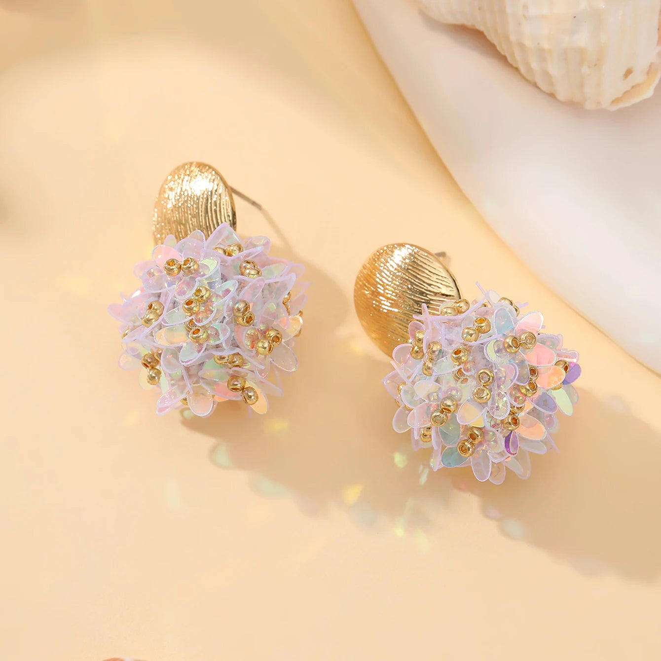 INKDEW Flower Petal Beads Big Round Drop Earrings For Women Long Earrings Handmade Fashion Jewelry Gift boho EA153