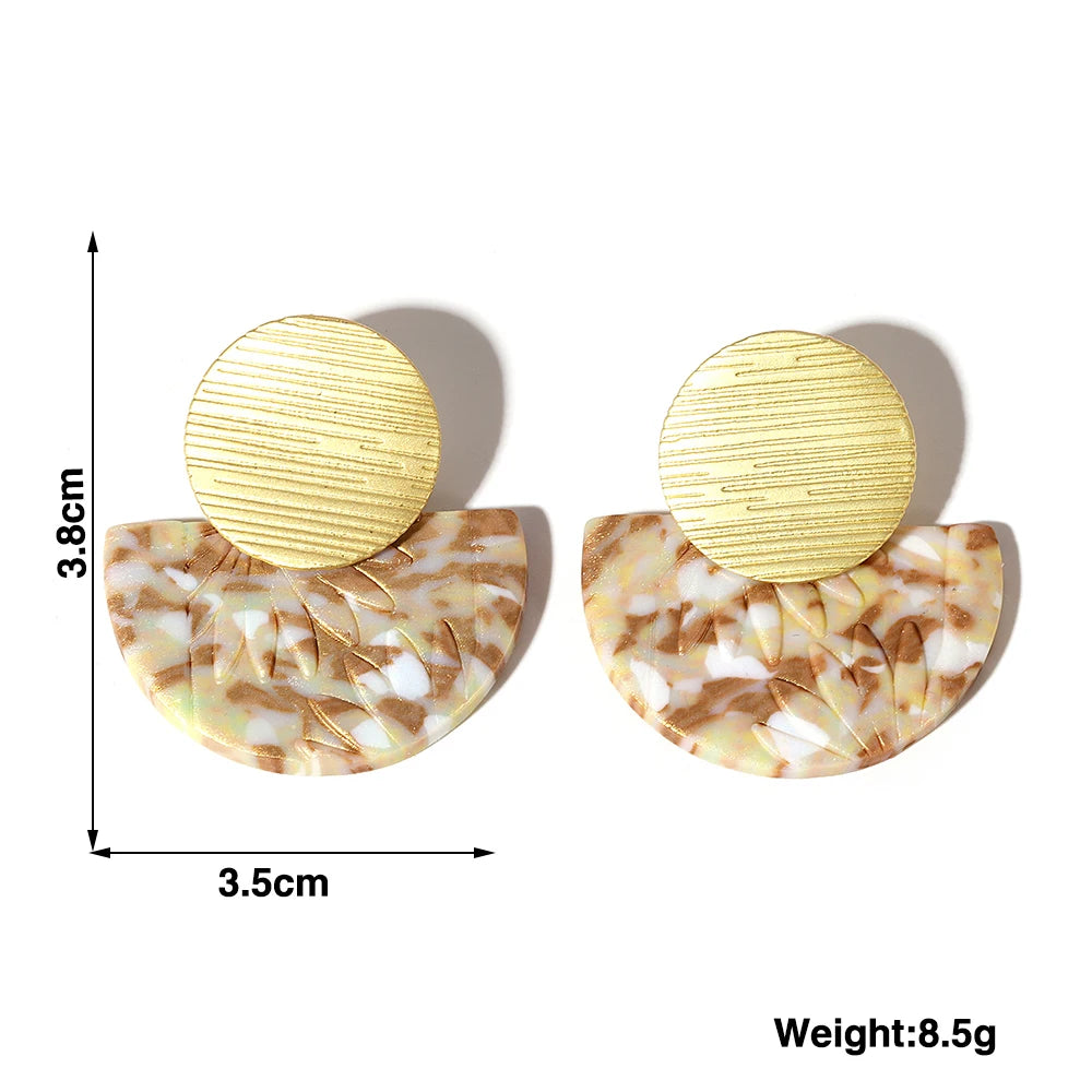 Hand-made Polymer Clay Earring Gilt For Women Trendy Multiple Style Irregular Geometry Metal Fold Jewelry Eardrop INS