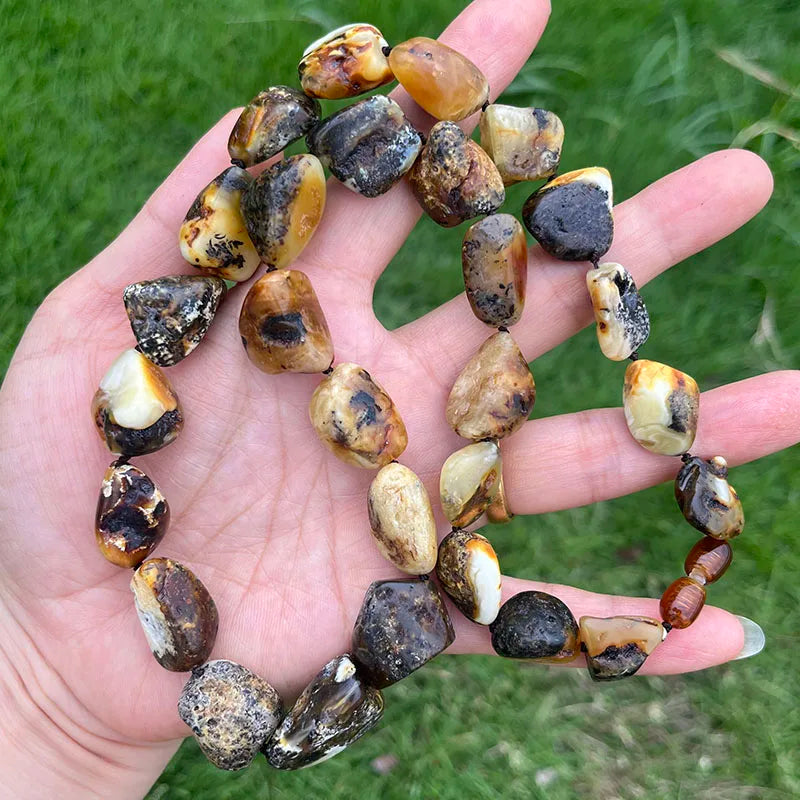 100% Natural Amber Necklace for Unisex New Real Original Handmade Irregular Baltic Amber Jewelry Unique Necklaces Gift