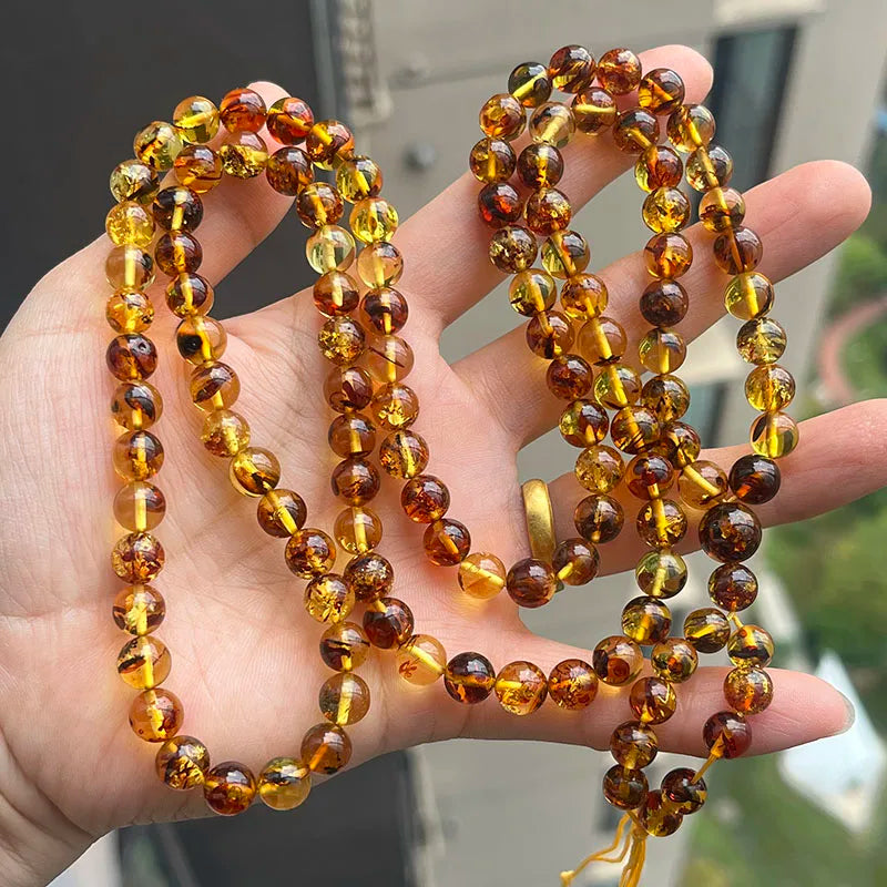 Floral Amber Necklace for Gift 2026 New Real Original Handmade Natural Baltic Plant Amber Jewelry Women Necklaces Wholesale