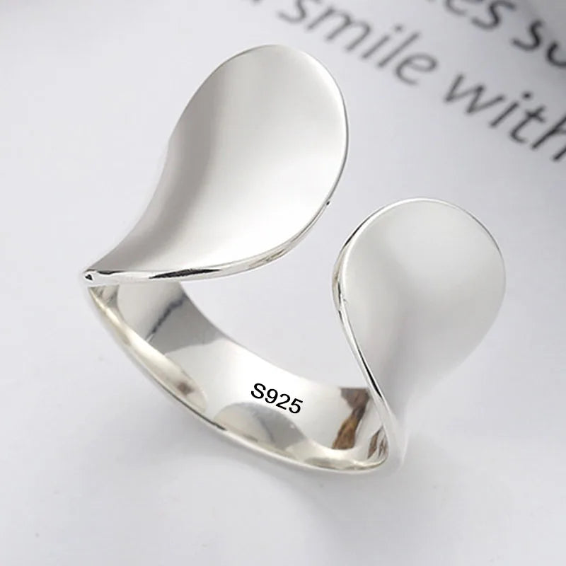 925 Sterling Silver Rings for Women Couple Minimalist Handmade Simple Wide Ring Fine Jewelry Gift Prevent Allergy