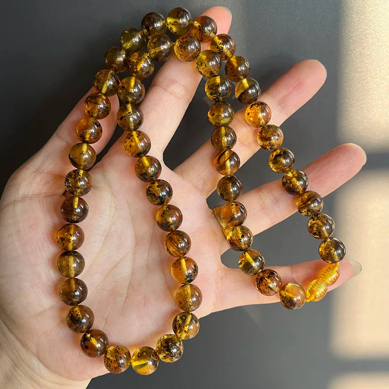 Floral Amber Necklace for Gift 2026 New Real Original Handmade Natural Baltic Plant Amber Jewelry Women Necklaces Wholesale