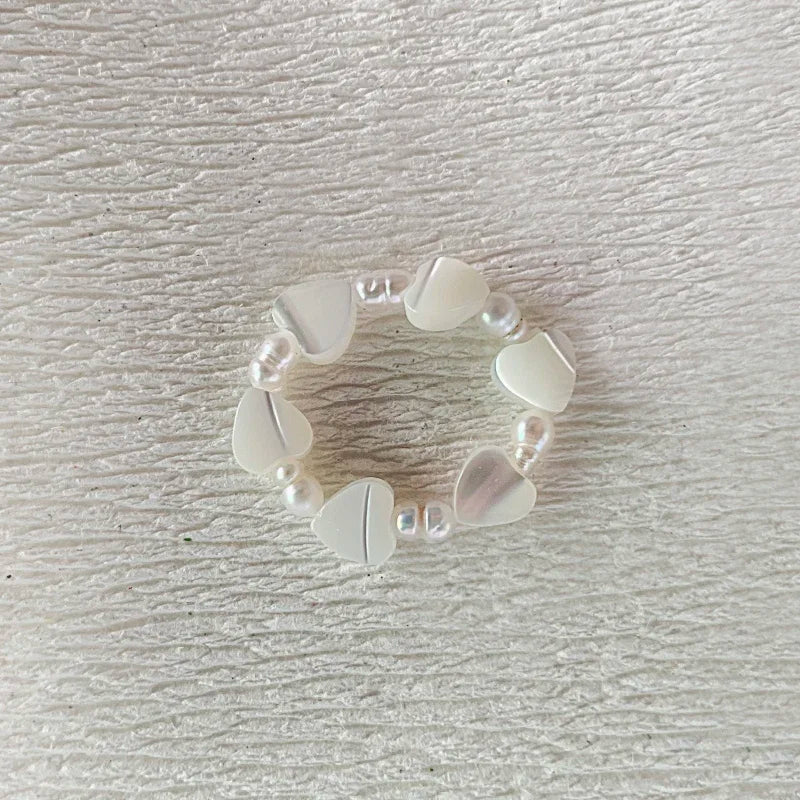 Elegant Handmade Freshwater Pearl Rings Women With Stainless Steel Bead Elastic Thread Wedding Statement Ring Gift