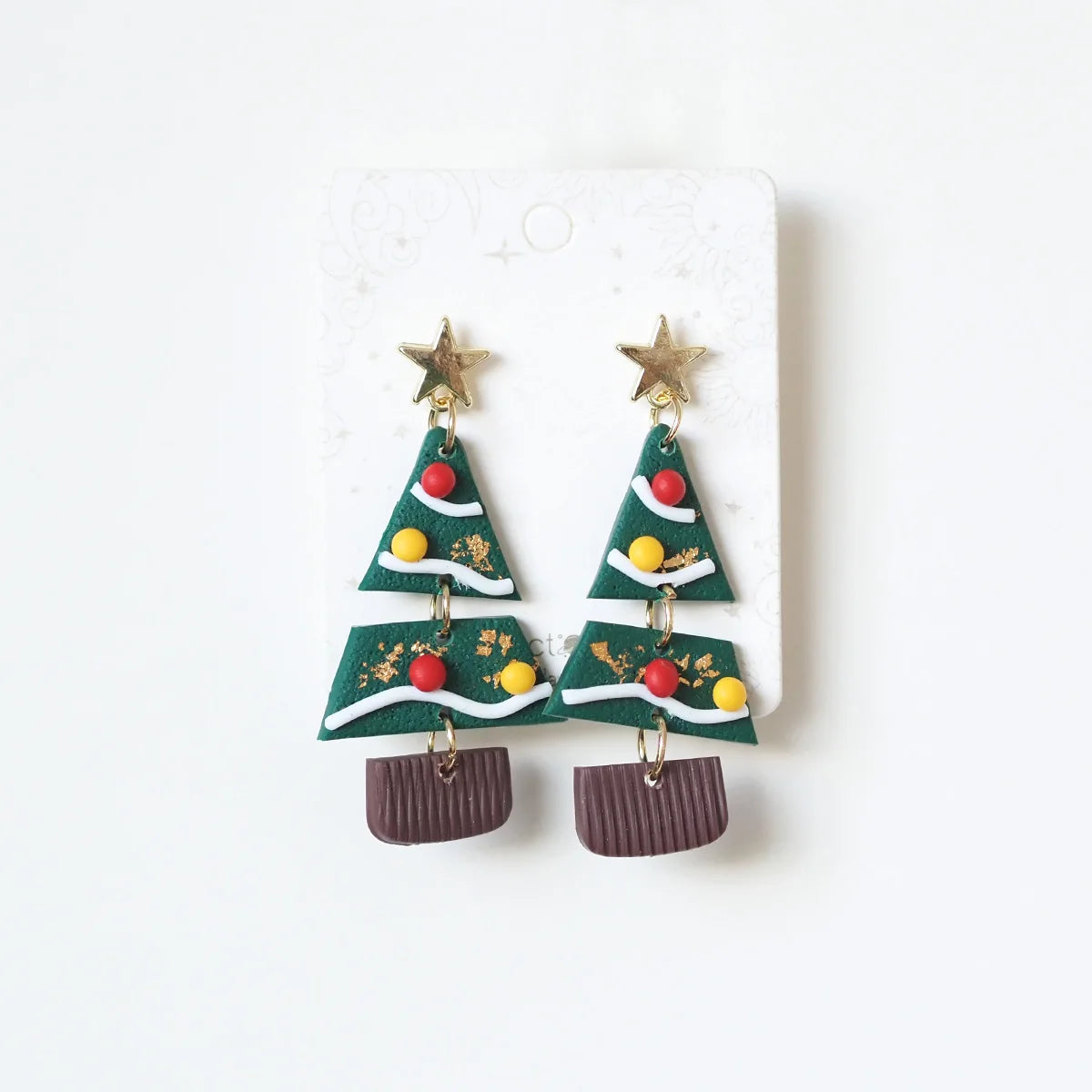 Christmas Tree Polymer Clay Earrings for Women Handmade Holiday Jewelry Cute Drop Earrings with Festive Design Party Accessories