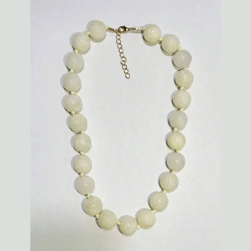 Bohemian Style Handmade Women's Beaded Necklace - Round Resin Cloud Beads on Cord M587