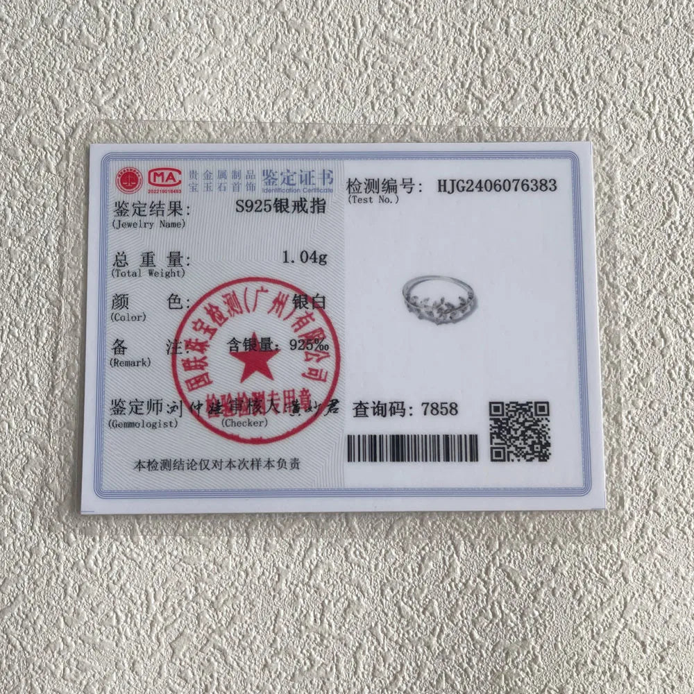 925 Sterling Silver Korean Zircon Leaf Shape Ring Female Index Finger Retro Fashion Handmade Jewelry Couple Gift