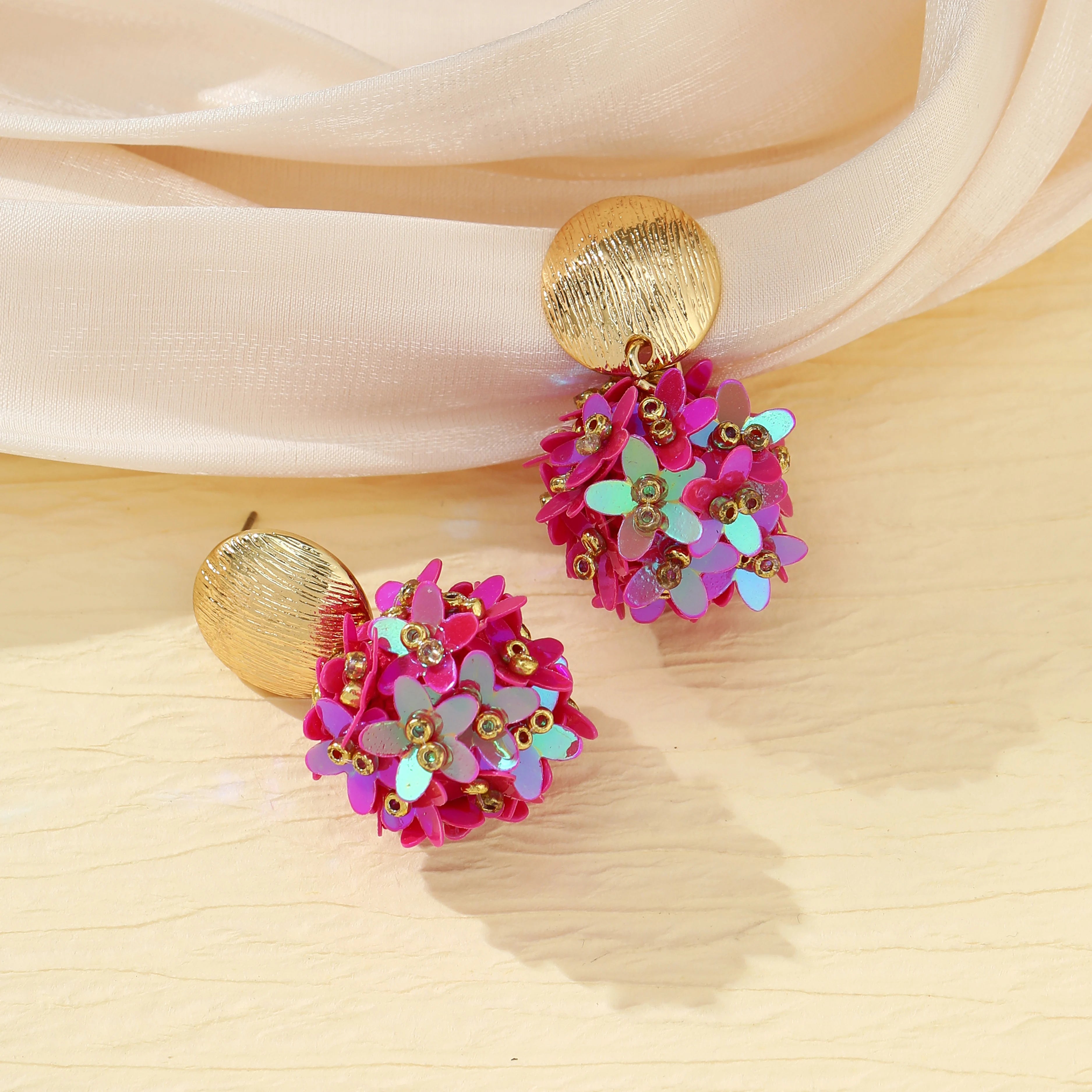 INKDEW Flower Petal Beads Big Round Drop Earrings For Women Long Earrings Handmade Fashion Jewelry Gift boho EA153