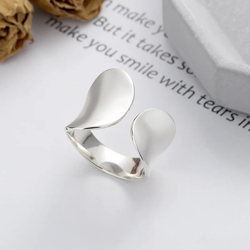 925 Sterling Silver Rings for Women Couple Minimalist Handmade Simple Wide Ring Fine Jewelry Gift Prevent Allergy