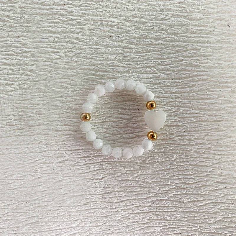 Elegant Handmade Freshwater Pearl Rings Women With Stainless Steel Bead Elastic Thread Wedding Statement Ring Gift