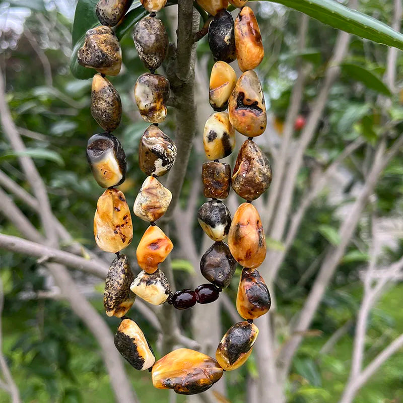 100% Natural Amber Necklace for Unisex New Real Original Handmade Irregular Baltic Amber Jewelry Unique Necklaces Gift