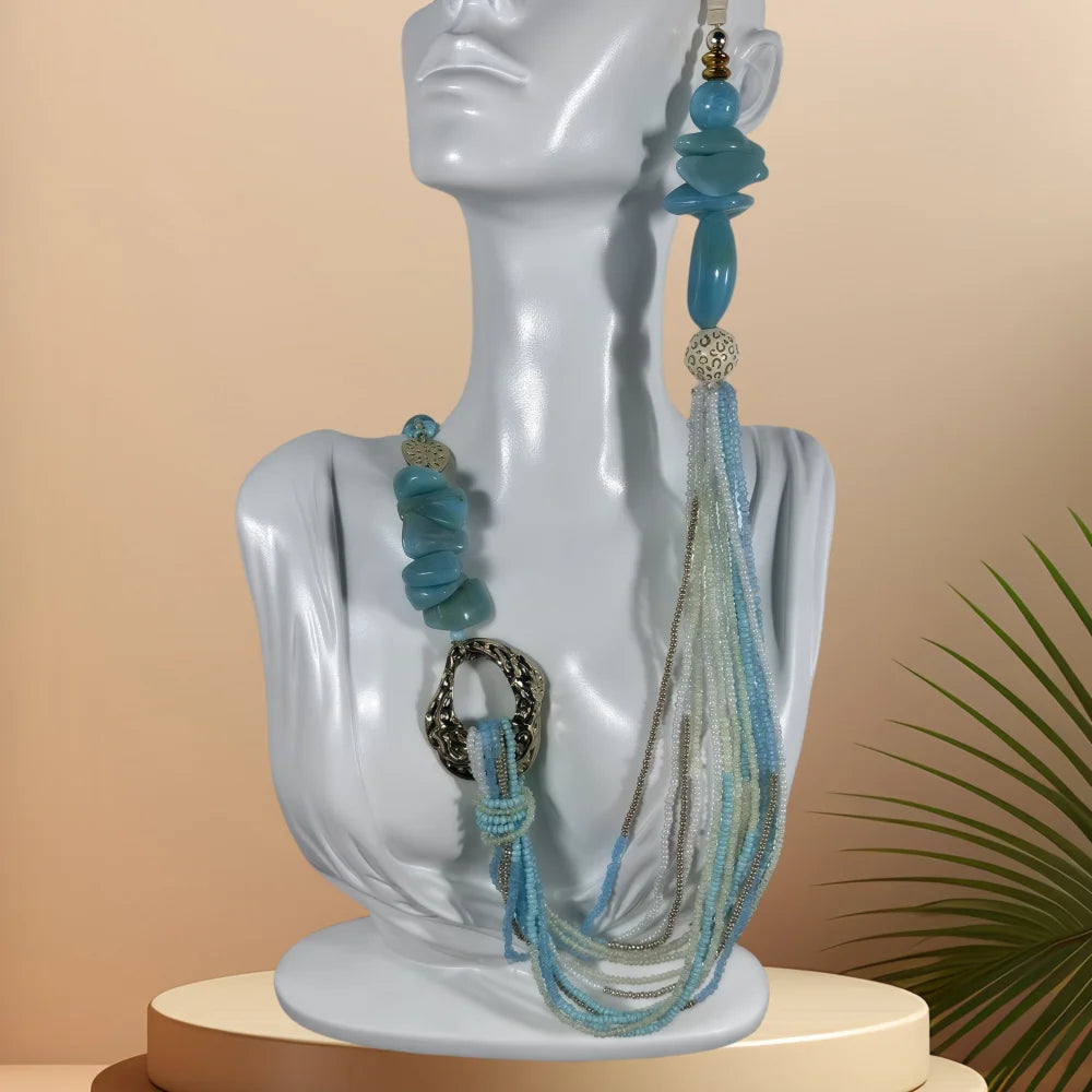 Long Fashion Bohemian Handmade Layer Beaded Necklace For Women Glass Seed Bead Collar Statement Necklace Maxi Jewelry