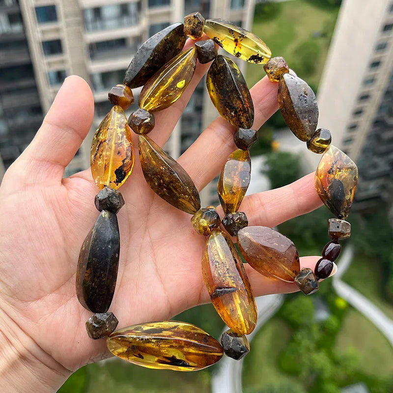 Floral Amber Necklace for Gift 2026 New Real Original Handmade Natural Baltic Plant Amber Jewelry Women Necklaces Wholesale