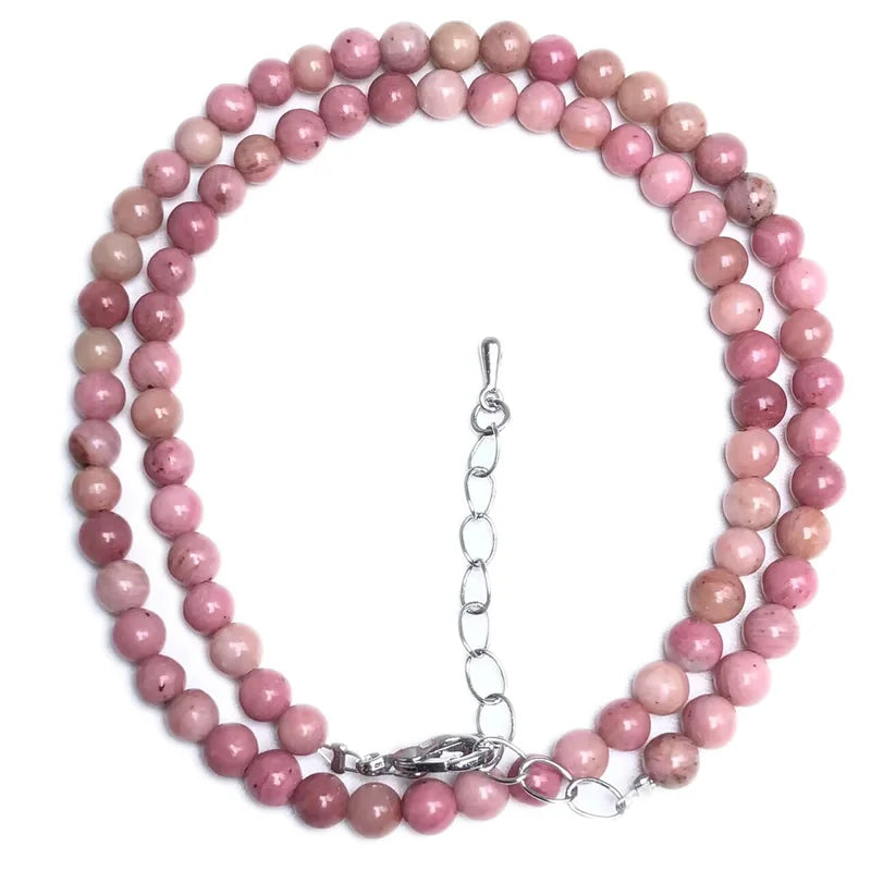 Natural Rose Quartz Agate turquoise Necklaces Women Romantic Elegant Valentine's Day Gift 4mm Round Beads Handmade Choker