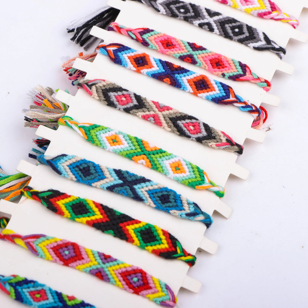 6Pcs/Lot Colorful Bohemian Handmade Woven Bracelets With Adjustable Daily Wear Birthday Party Gifts For Men  Women