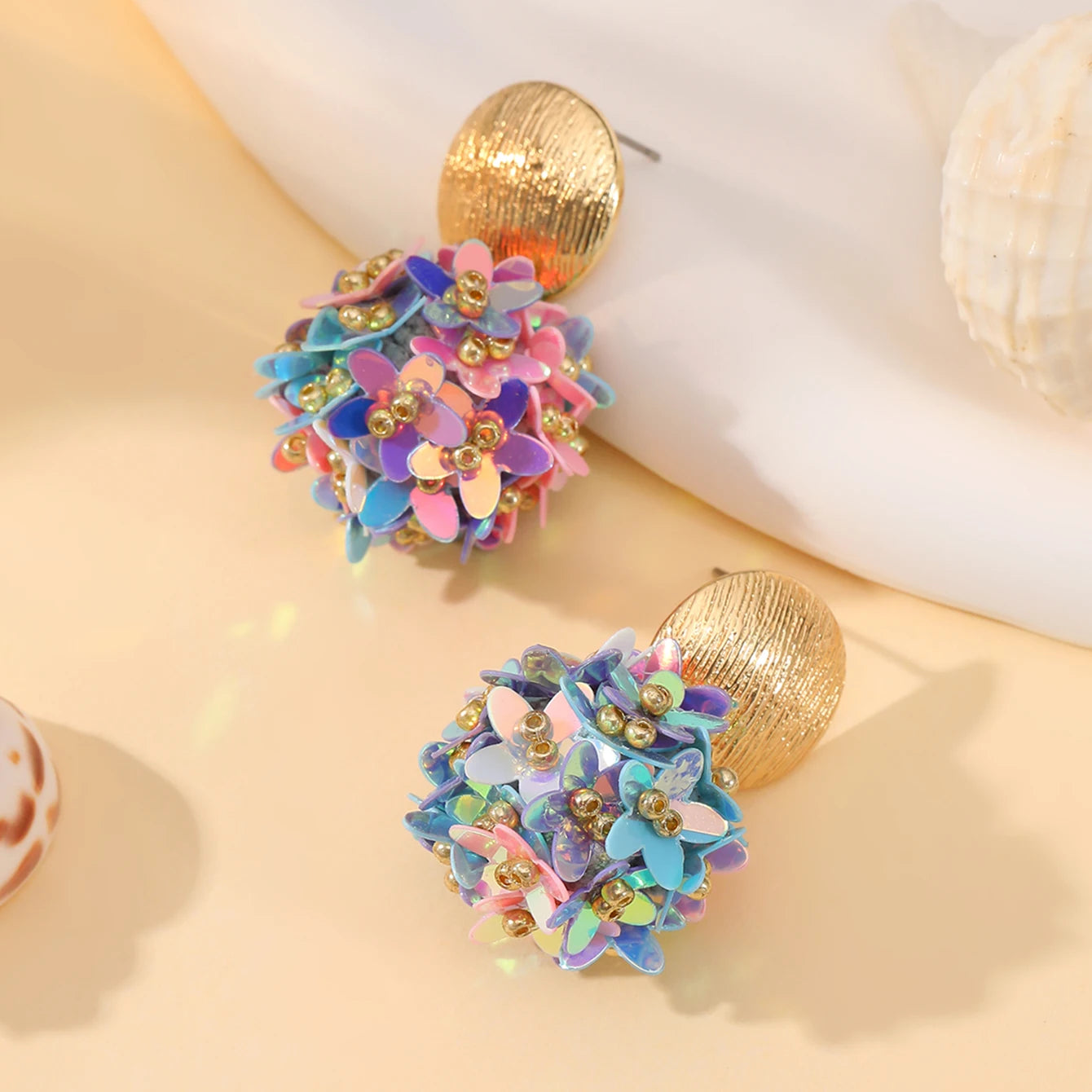 INKDEW Flower Petal Beads Big Round Drop Earrings For Women Long Earrings Handmade Fashion Jewelry Gift boho EA153