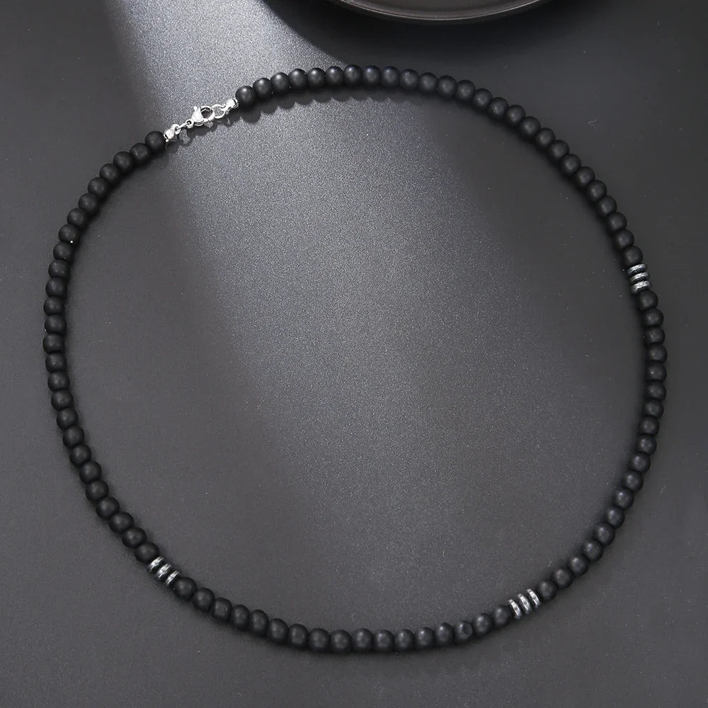 Handmade Men's Wooden Beaded Clay Necklace Fashion Vintage African White Beaded Beach Surfer Necklace for Men Tribal Jewelry