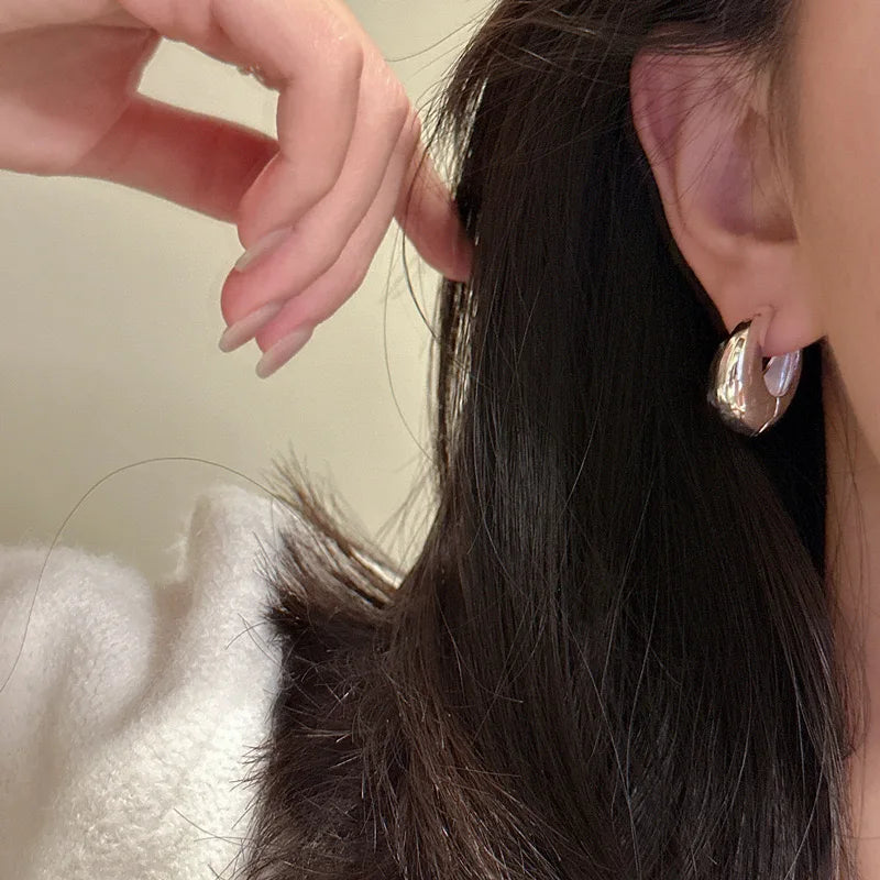 925 Sterling Silver Earrings For Women Trendy Simple Circle Handmade Earring Jewelry Prevent Allergy Party Accessories