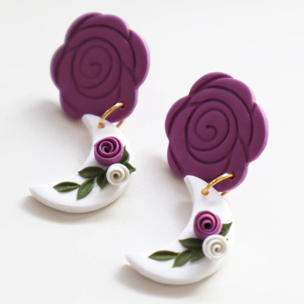 2025 New Polymer Clay Heart Earrings Women Handmade Mother's Day Moon Drop Earrings Hearts Dangle Earring  Jewelry Accessory