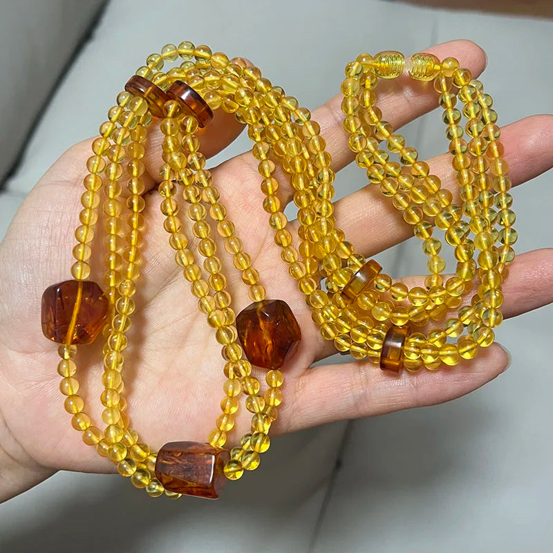 Floral Amber Necklace for Gift 2026 New Real Original Handmade Natural Baltic Plant Amber Jewelry Women Necklaces Wholesale