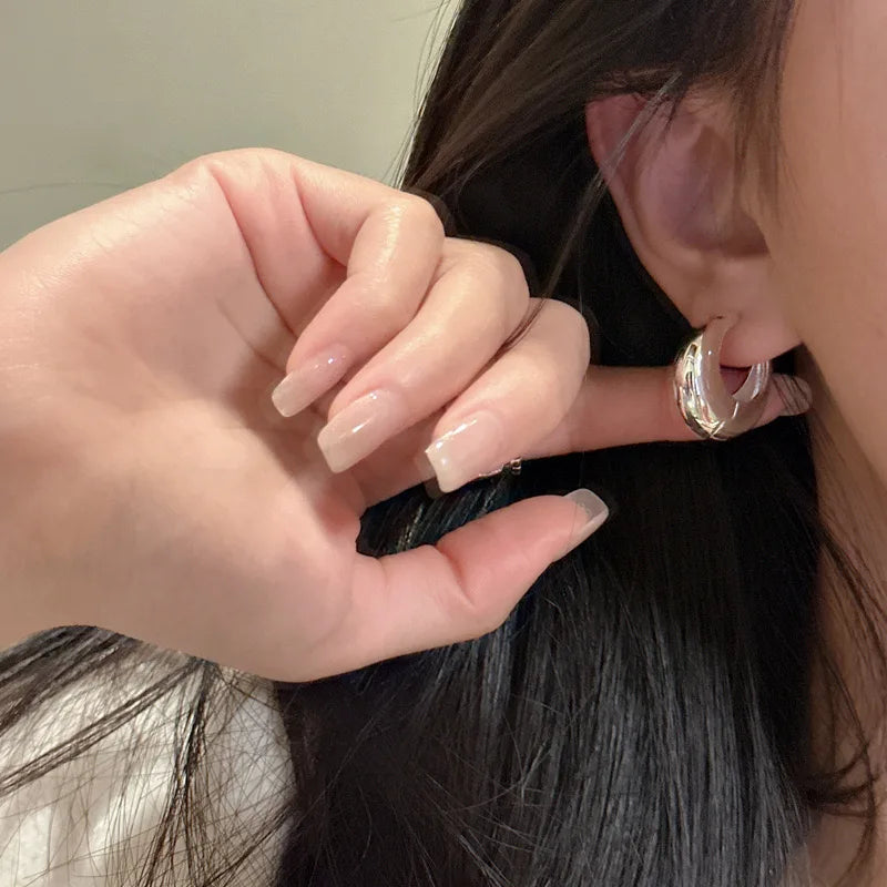 925 Sterling Silver Earrings For Women Trendy Simple Circle Handmade Earring Jewelry Prevent Allergy Party Accessories