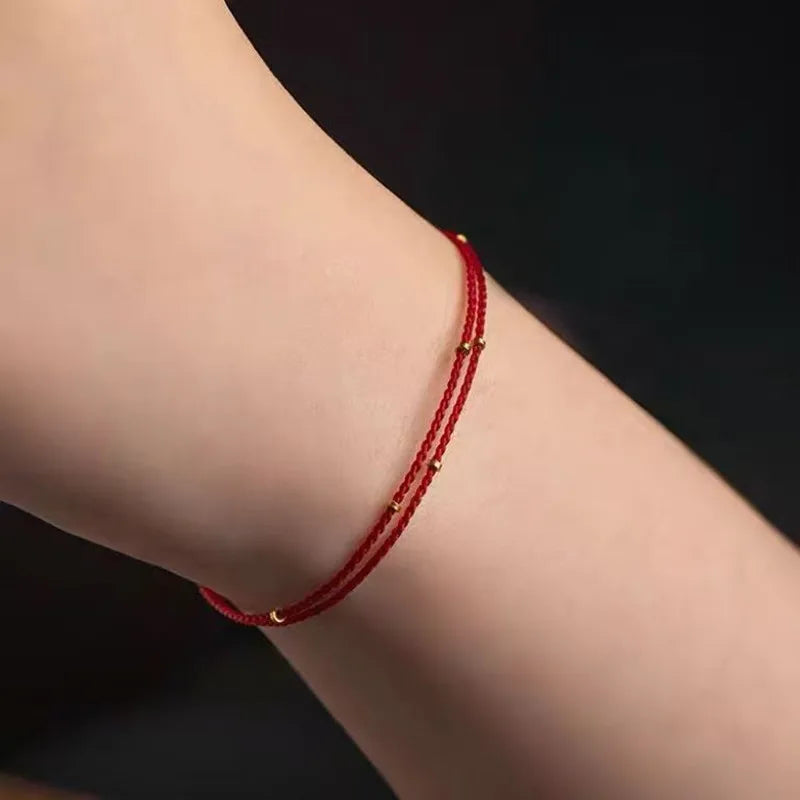 Handmade Copper Bead Bracelet Red Rope Size Adjustable Transfer Lucky Beads Simple Style  Friendship Bracelet Fine jewelry