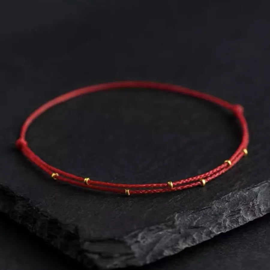 Handmade Copper Bead Bracelet Red Rope Size Adjustable Transfer Lucky Beads Simple Style  Friendship Bracelet Fine jewelry