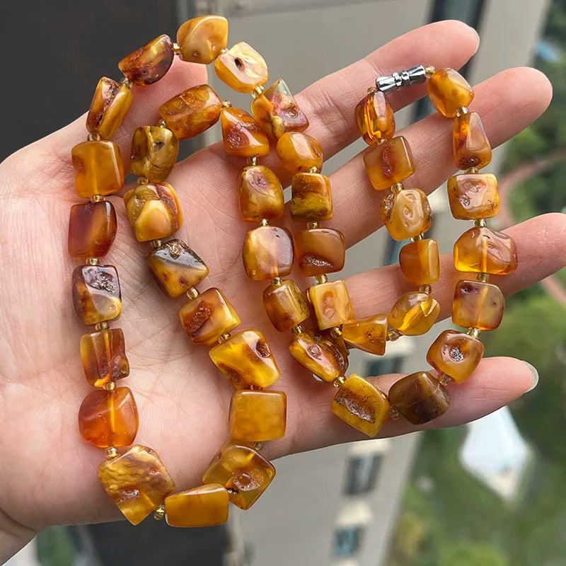 Floral Amber Necklace for Gift 2026 New Real Original Handmade Natural Baltic Plant Amber Jewelry Women Necklaces Wholesale