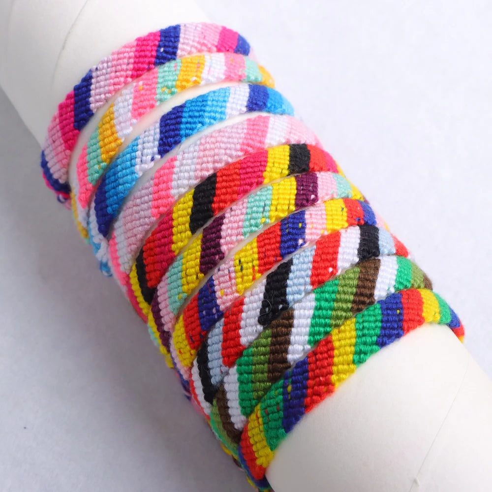 6Pcs/Lot Colorful Bohemian Handmade Woven Bracelets With Adjustable Daily Wear Birthday Party Gifts For Men  Women