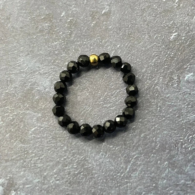 Obsidian Heart Star Charm Rings Women Ethnic Handmade Fashion Stainless Steel Jewelry Natural Stone Ring Wholesale