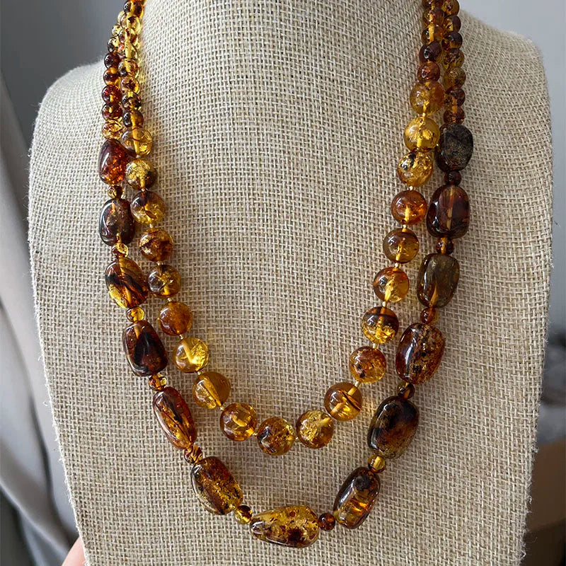 Floral Amber Necklace for Gift 2026 New Real Original Handmade Natural Baltic Plant Amber Jewelry Women Necklaces Wholesale