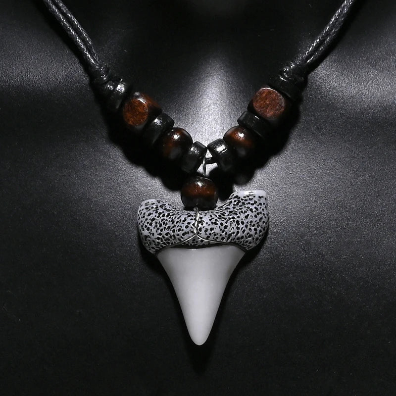 1PC Hawaii Surfer Jewelry Handmade Imitation Shark Teeth Pendant New Zealand Maori Tribal bone Choker WoMen's Men's Necklace