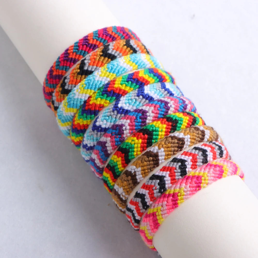 6Pcs/Lot Colorful Bohemian Handmade Woven Bracelets With Adjustable Daily Wear Birthday Party Gifts For Men  Women