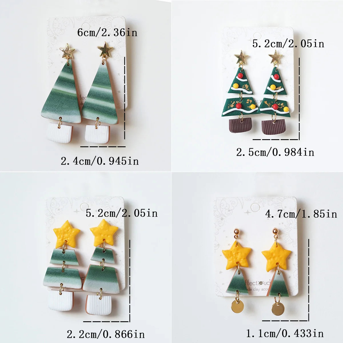 Christmas Tree Polymer Clay Earrings for Women Handmade Holiday Jewelry Cute Drop Earrings with Festive Design Party Accessories