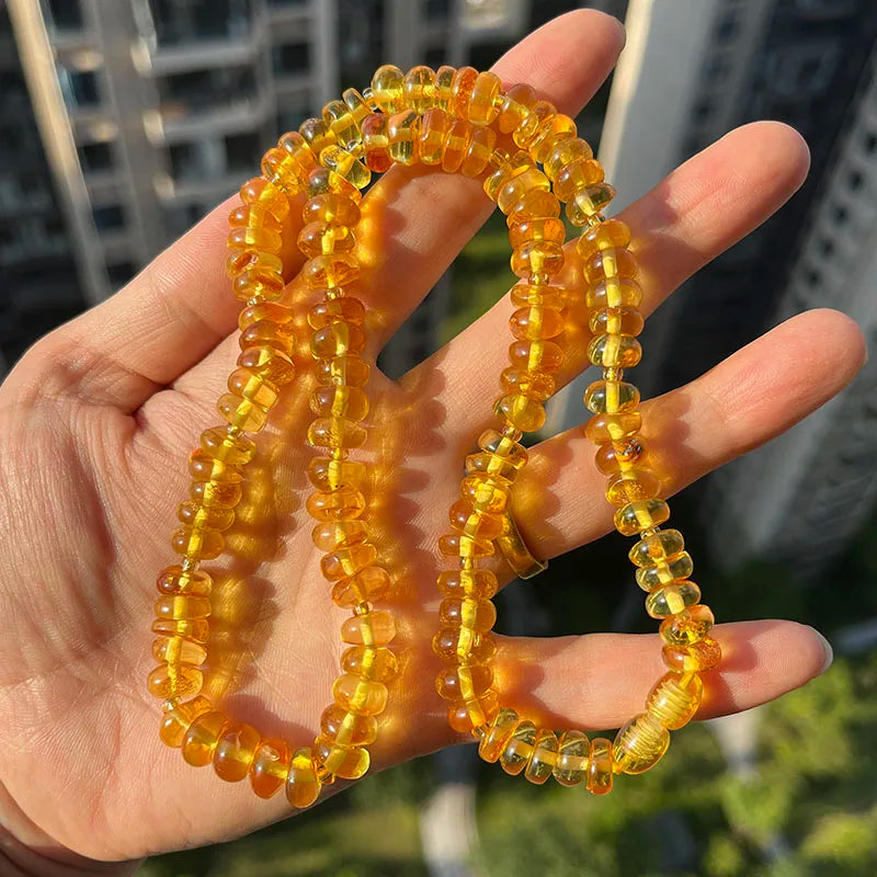 Floral Amber Necklace for Gift 2026 New Real Original Handmade Natural Baltic Plant Amber Jewelry Women Necklaces Wholesale