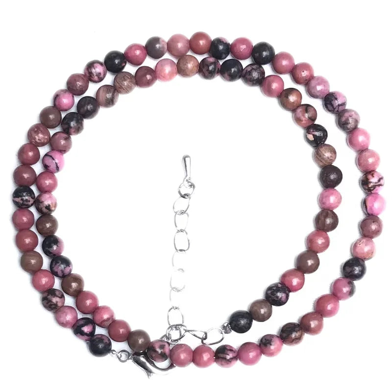 Natural Rose Quartz Agate turquoise Necklaces Women Romantic Elegant Valentine's Day Gift 4mm Round Beads Handmade Choker