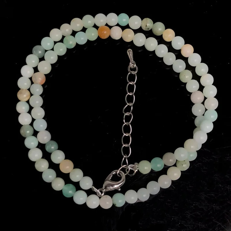 Natural Rose Quartz Agate turquoise Necklaces Women Romantic Elegant Valentine's Day Gift 4mm Round Beads Handmade Choker
