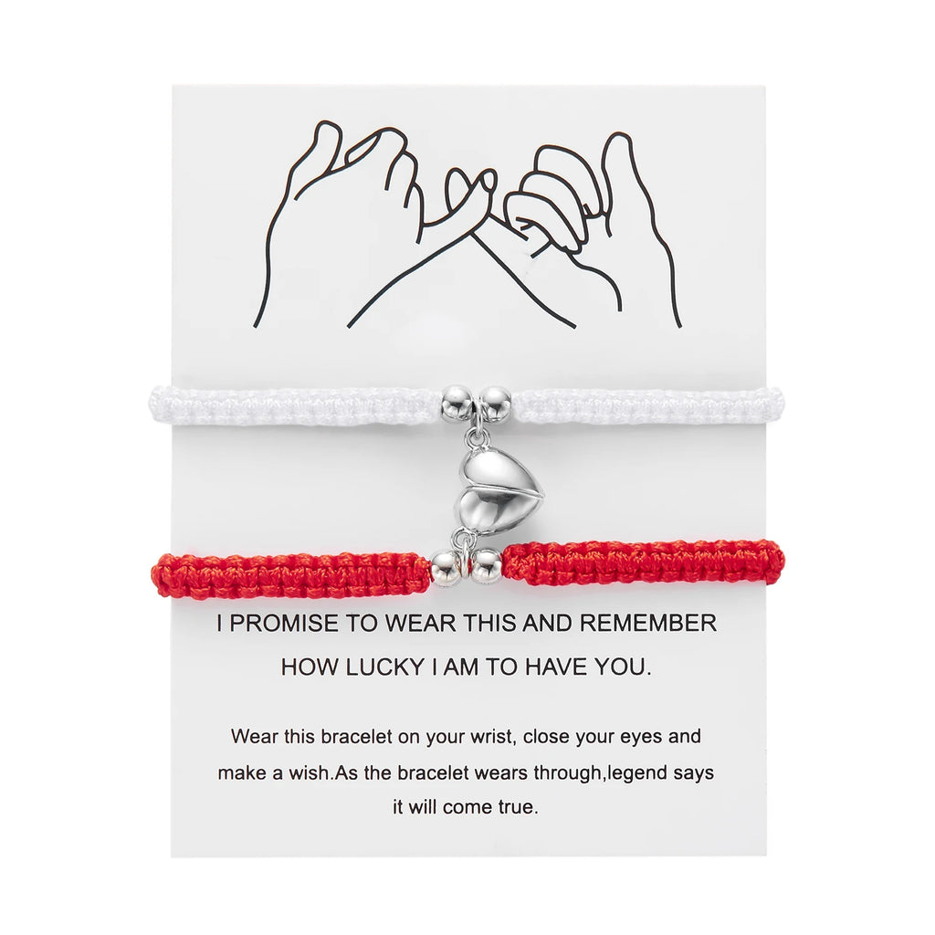 Handmade Heart Magnet Bracelet for Women Men Fashion Adjustable Braided Couple Bracelet Lovers Bestie Friendship Jewelry Sets